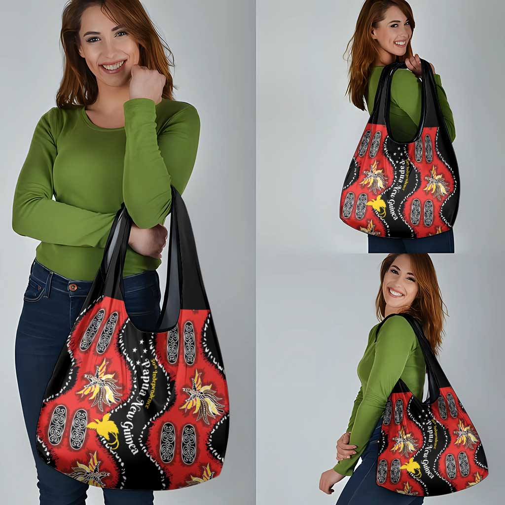 Papua New Guinea 50th Independence Grocery Bag PNG Batik Pattern - Polynesian Pride
