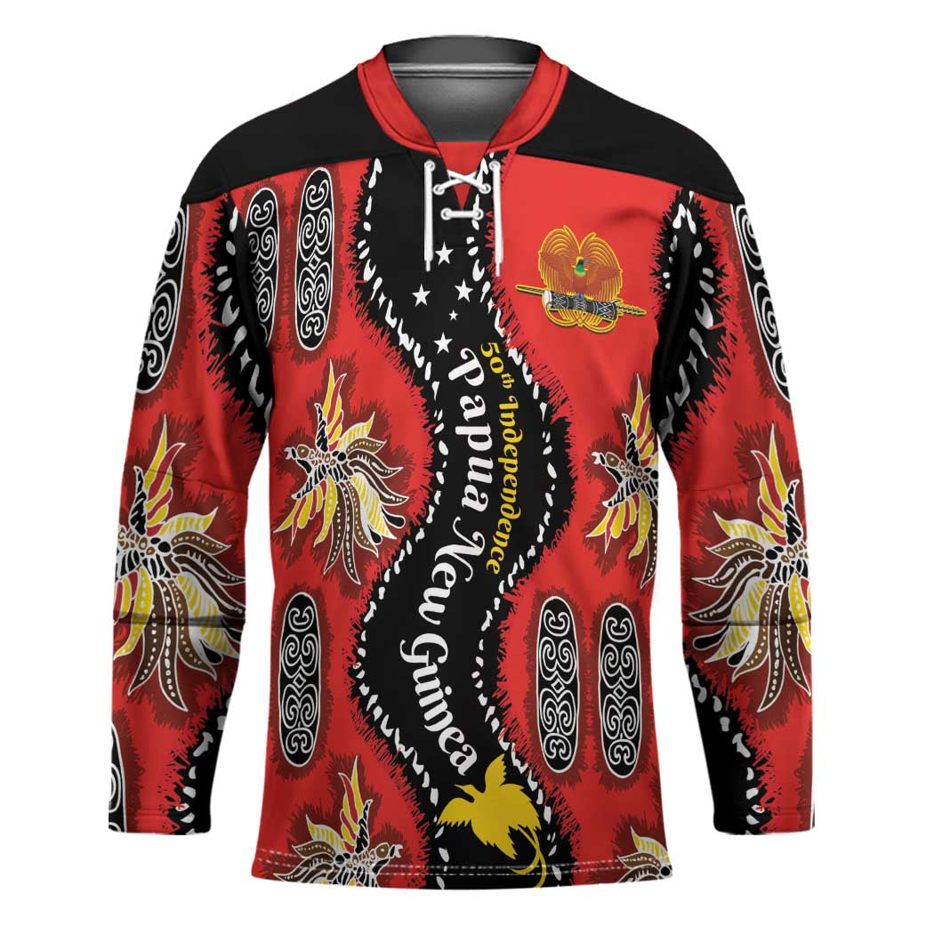 Papua New Guinea 50th Independence Hockey Jersey PNG Batik Pattern - Polynesian Pride