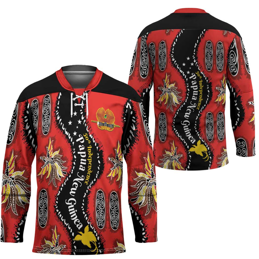 Papua New Guinea 50th Independence Hockey Jersey PNG Batik Pattern - Polynesian Pride