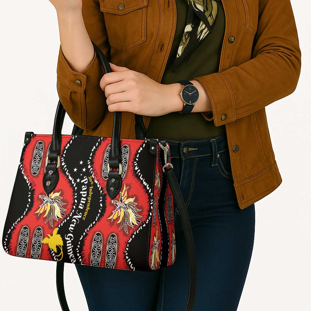 Papua New Guinea 50th Independence Leather Bag PNG Batik Pattern - Polynesian Pride