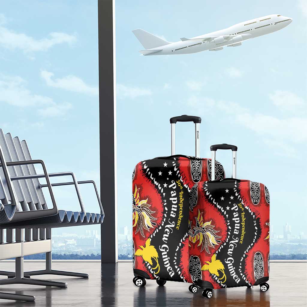 Papua New Guinea 50th Independence Luggage Cover PNG Batik Pattern - Polynesian Pride