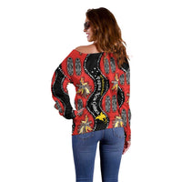 Papua New Guinea 50th Independence Off Shoulder Sweater PNG Batik Pattern - Polynesian Pride