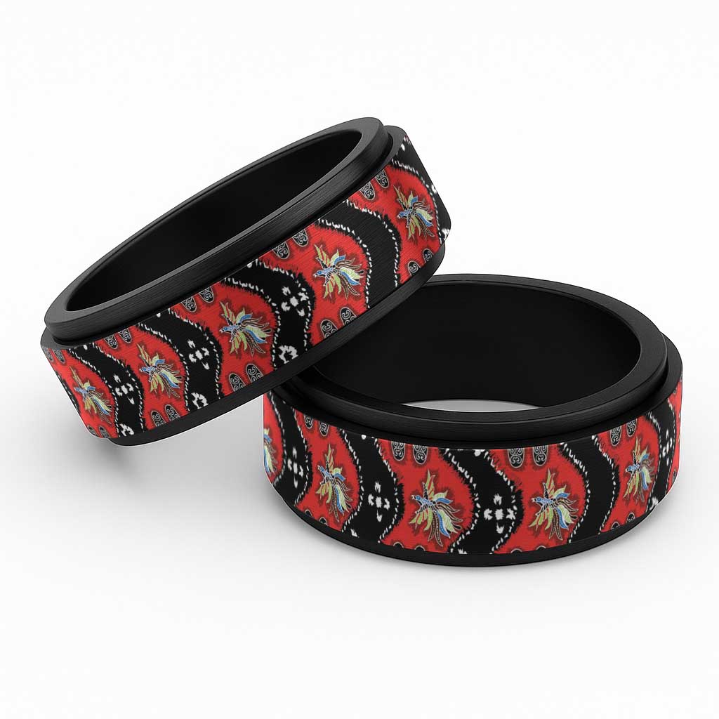 Papua New Guinea 50th Independence Spinner Ring PNG Batik Pattern - Polynesian Pride