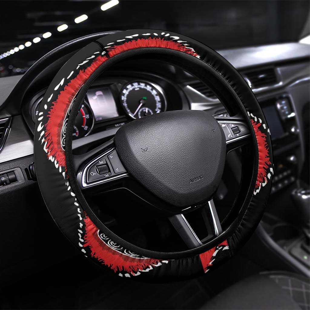 Papua New Guinea 50th Independence Steering Wheel Cover PNG Batik Pattern - Polynesian Pride