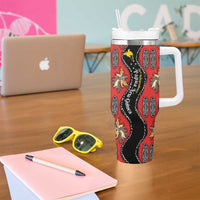 Papua New Guinea 50th Independence Tumbler With Handle PNG Batik Pattern - Polynesian Pride