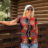 Papua New Guinea 50th Independence Women Polo Shirt PNG Batik Pattern - Polynesian Pride