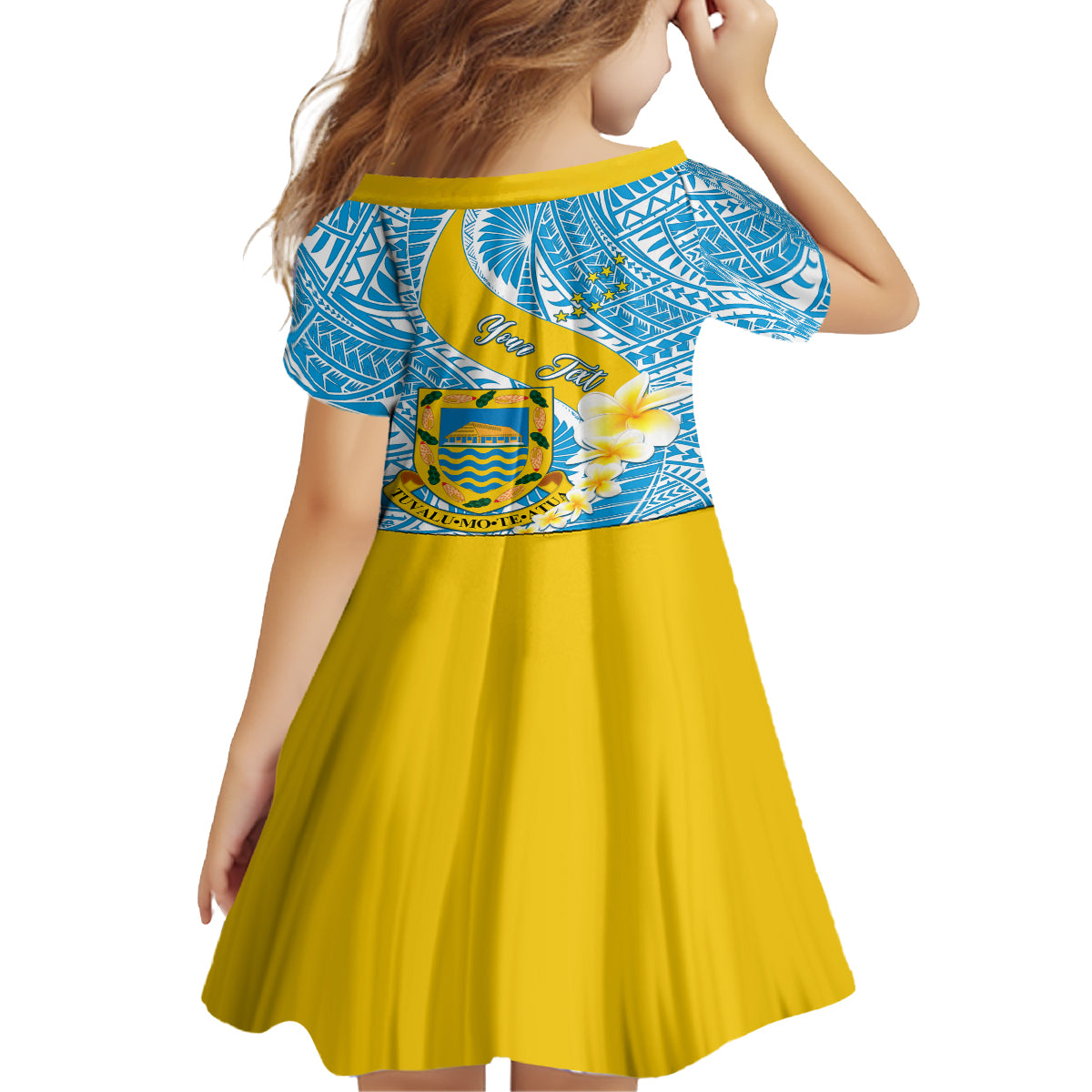 Personalised Tuvalu Independence Day Family Matching Off Shoulder Long Sleeve Dress and Hawaiian Shirt Plumeria 45th Anniversary LT01 - Polynesian Pride