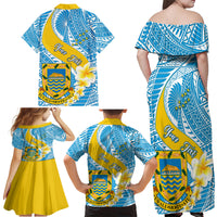 Personalised Tuvalu Independence Day Family Matching Off Shoulder Maxi Dress and Hawaiian Shirt Plumeria 45th Anniversary LT01 - Polynesian Pride