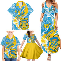 Personalised Tuvalu Independence Day Family Matching Summer Maxi Dress and Hawaiian Shirt Plumeria 45th Anniversary LT01 - Polynesian Pride