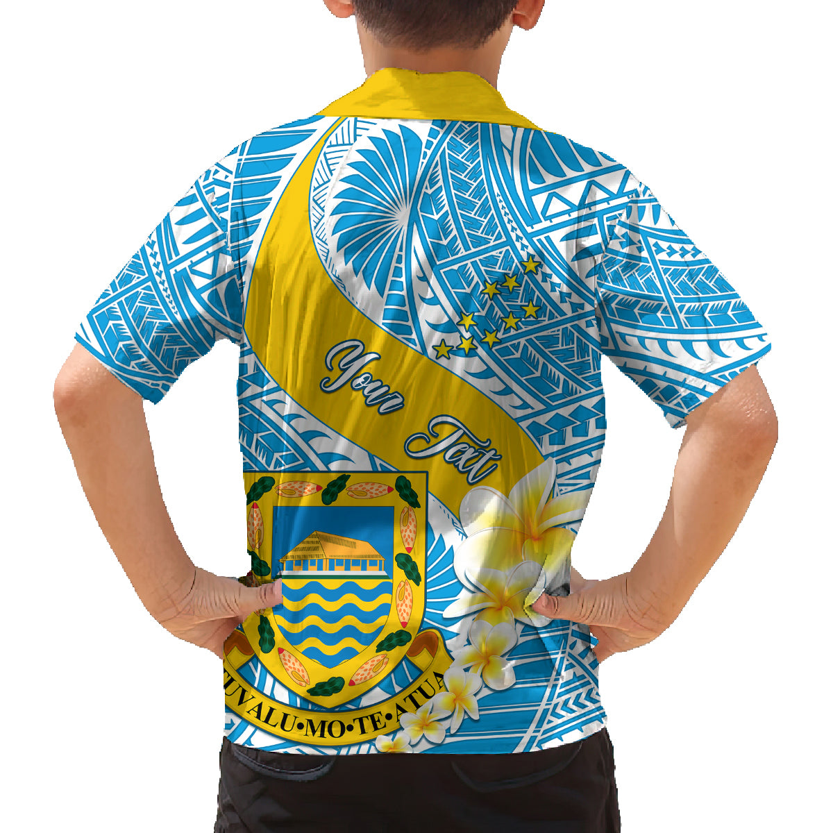 Personalised Tuvalu Independence Day Family Matching Tank Maxi Dress and Hawaiian Shirt Plumeria 45th Anniversary LT01 - Polynesian Pride