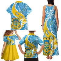 Personalised Tuvalu Independence Day Family Matching Tank Maxi Dress and Hawaiian Shirt Plumeria 45th Anniversary LT01 - Polynesian Pride