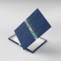 Hawaii Santa Riding Sea Turtle Canvas Wall Art Mele Kalikimaka Polynesian Pattern - Polynesian Pride