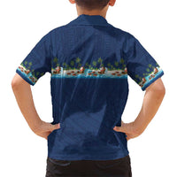 Hawaii Santa Riding Sea Turtle Family Matching Long Sleeve Bodycon Dress and Hawaiian Shirt Mele Kalikimaka Polynesian Pattern LT01 - Polynesian Pride