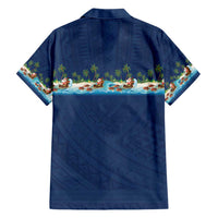 Hawaii Santa Riding Sea Turtle Family Matching Long Sleeve Bodycon Dress and Hawaiian Shirt Mele Kalikimaka Polynesian Pattern LT01 - Polynesian Pride