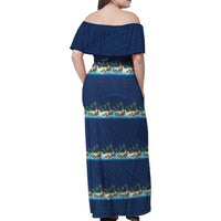 Hawaii Santa Riding Sea Turtle Family Matching Off Shoulder Maxi Dress and Hawaiian Shirt Mele Kalikimaka Polynesian Pattern - Polynesian Pride
