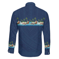 Hawaii Santa Riding Sea Turtle Family Matching Short Sleeve Bodycon Dress and Hawaiian Shirt Mele Kalikimaka Polynesian Pattern LT01 - Polynesian Pride
