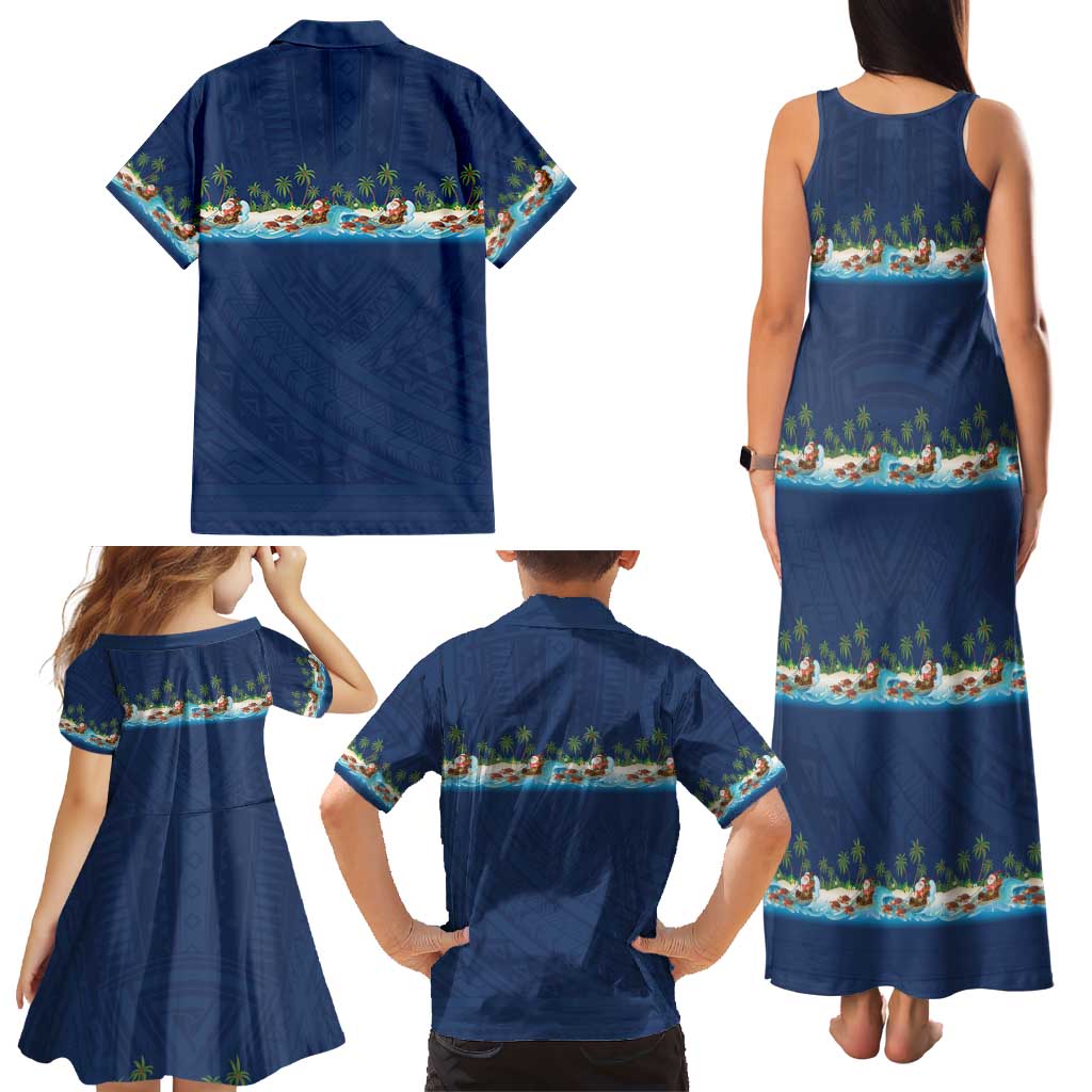 Hawaii Santa Riding Sea Turtle Family Matching Tank Maxi Dress and Hawaiian Shirt Mele Kalikimaka Polynesian Pattern LT01 - Polynesian Pride