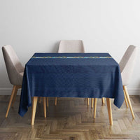 Hawaii Santa Riding Sea Turtle Tablecloth Mele Kalikimaka Polynesian Pattern - Polynesian Pride