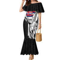 Personalized Hawaii King Kamehameha Family Matching Mermaid Dress and Hawaiian Shirt Flag Polynesian Pattern
