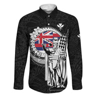 Personalized Hawaii King Kamehameha Family Matching Off The Shoulder Long Sleeve Dress and Hawaiian Shirt Flag Polynesian Pattern