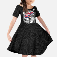 Personalized Hawaii King Kamehameha Family Matching Off Shoulder Short Dress and Hawaiian Shirt Flag Polynesian Pattern