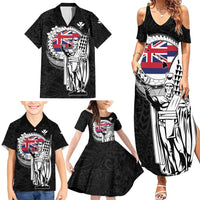 Personalized Hawaii King Kamehameha Family Matching Summer Maxi Dress and Hawaiian Shirt Flag Polynesian Pattern