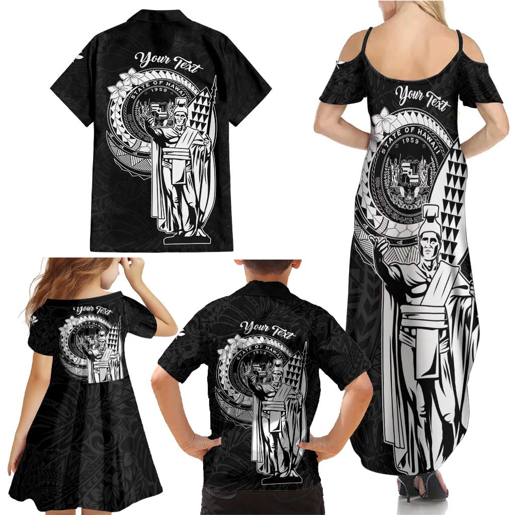 Personalized Hawaii King Kamehameha Family Matching Summer Maxi Dress and Hawaiian Shirt Flag Polynesian Pattern