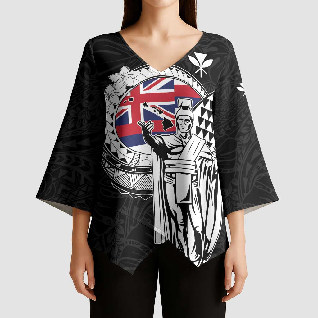 Personalized Hawaii King Kamehameha Kimono Sleeve Blouse Flag Polynesian Pattern