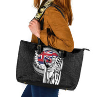 Hawaii King Kamehameha Leather Tote Bag Flag Polynesian Pattern