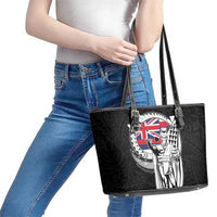 Hawaii King Kamehameha Leather Tote Bag Flag Polynesian Pattern