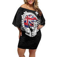 Personalized Hawaii King Kamehameha Off Shoulder Short Dress Flag Polynesian Pattern