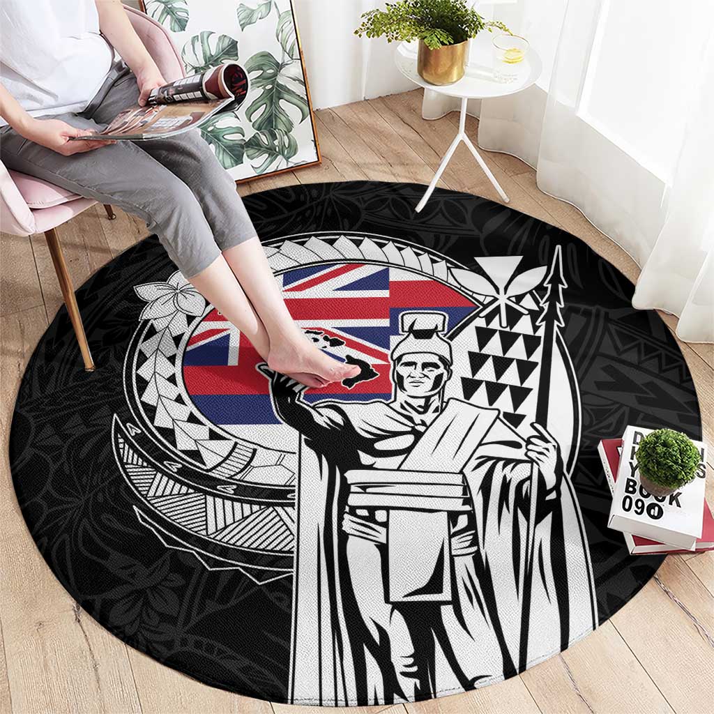 Hawaii King Kamehameha Round Carpet Flag Polynesian Pattern