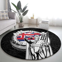 Hawaii King Kamehameha Round Carpet Flag Polynesian Pattern