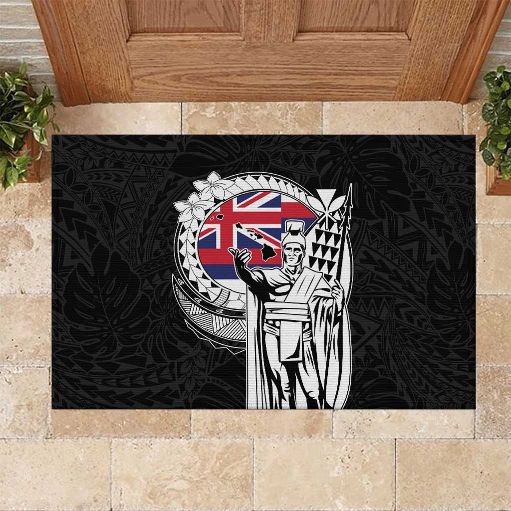 Hawaii King Kamehameha Rubber Doormat Flag Polynesian Pattern