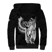 Personalized Hawaii King Kamehameha Sherpa Hoodie Flag Polynesian Pattern