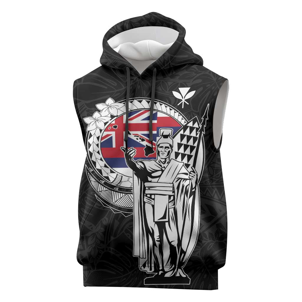 Personalized Hawaii King Kamehameha Sleeveless Hoodie Flag Polynesian Pattern