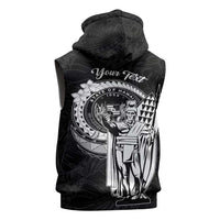 Personalized Hawaii King Kamehameha Sleeveless Hoodie Flag Polynesian Pattern