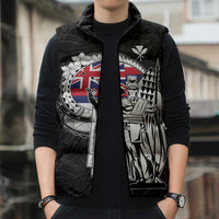 Personalized Hawaii King Kamehameha Sleeveless Puffer Jacket Flag Polynesian Pattern