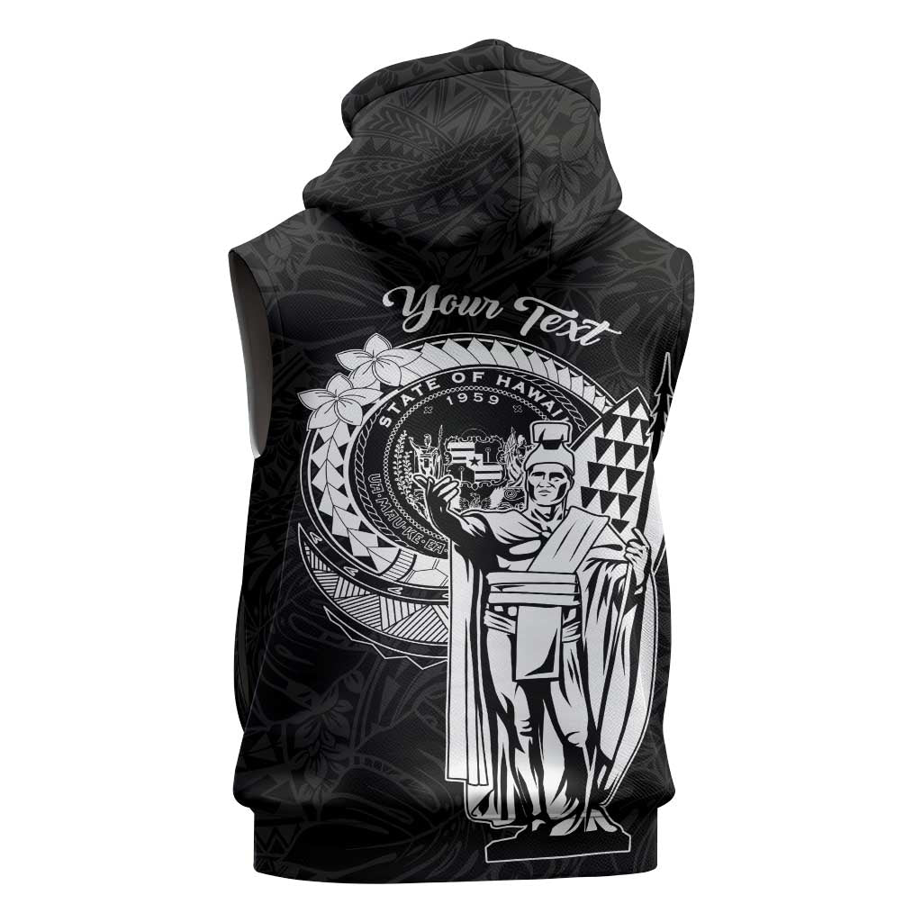 Personalized Hawaii King Kamehameha Sleeveless Zip Hoodie Flag Polynesian Pattern