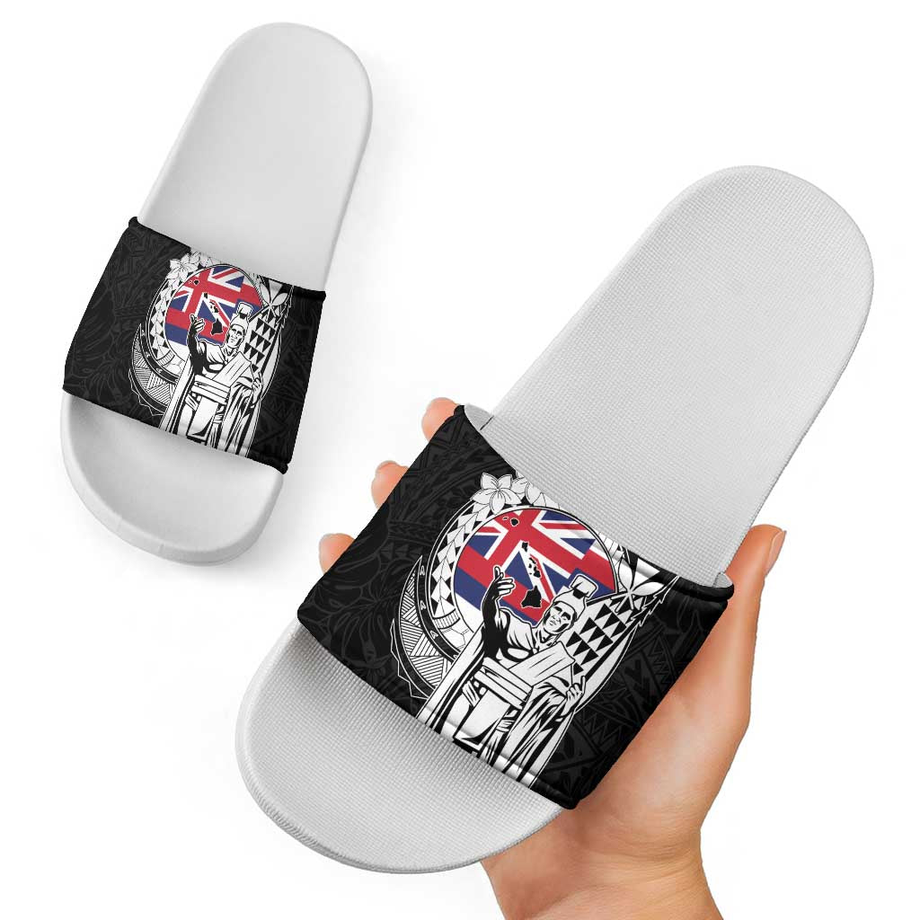Hawaii King Kamehameha Slide Sandals Flag Polynesian Pattern