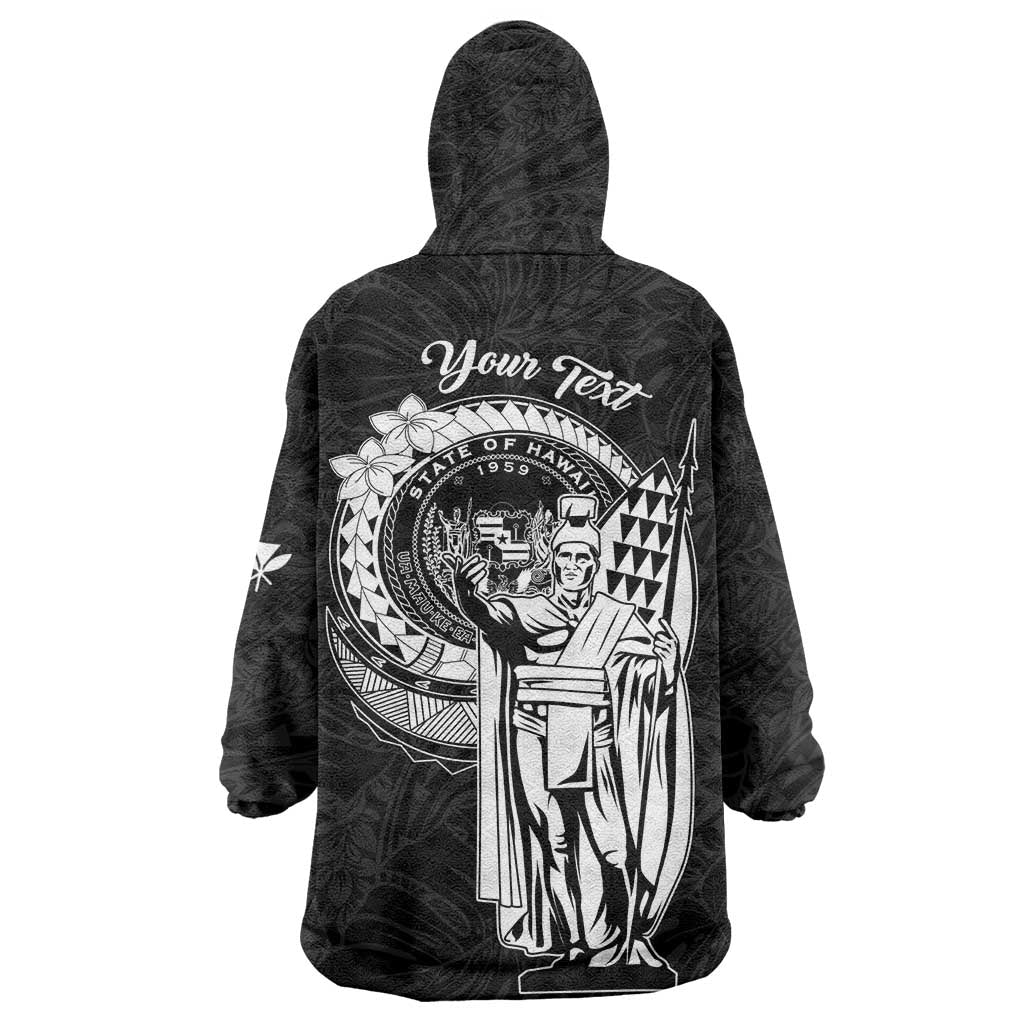 Personalized Hawaii King Kamehameha Wearable Blanket Hoodie Flag Polynesian Pattern