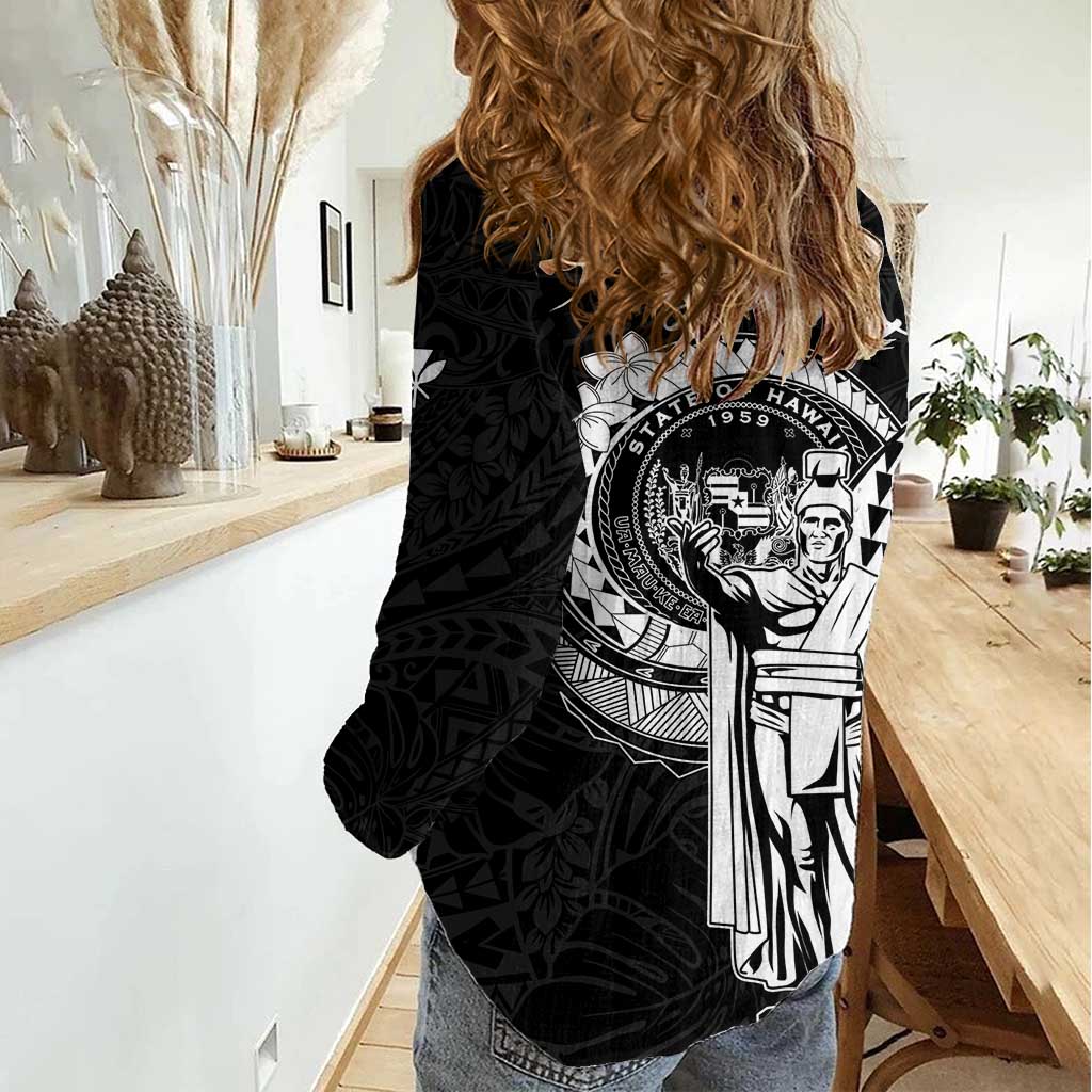 Personalized Hawaii King Kamehameha Women Casual Shirt Flag Polynesian Pattern