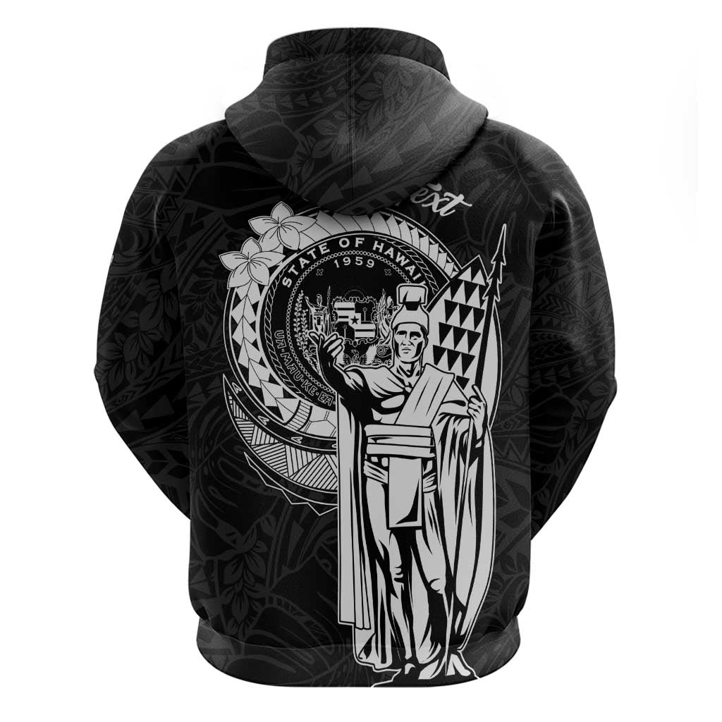 Personalized Hawaii King Kamehameha Zip Hoodie Flag Polynesian Pattern
