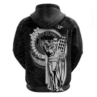 Personalized Hawaii King Kamehameha Zip Hoodie Flag Polynesian Pattern