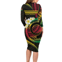 Vanuatu Independence Day Family Matching Long Sleeve Bodycon Dress and Hawaiian Shirt Yumi 45th Hapi Indipendens Dei LT01
