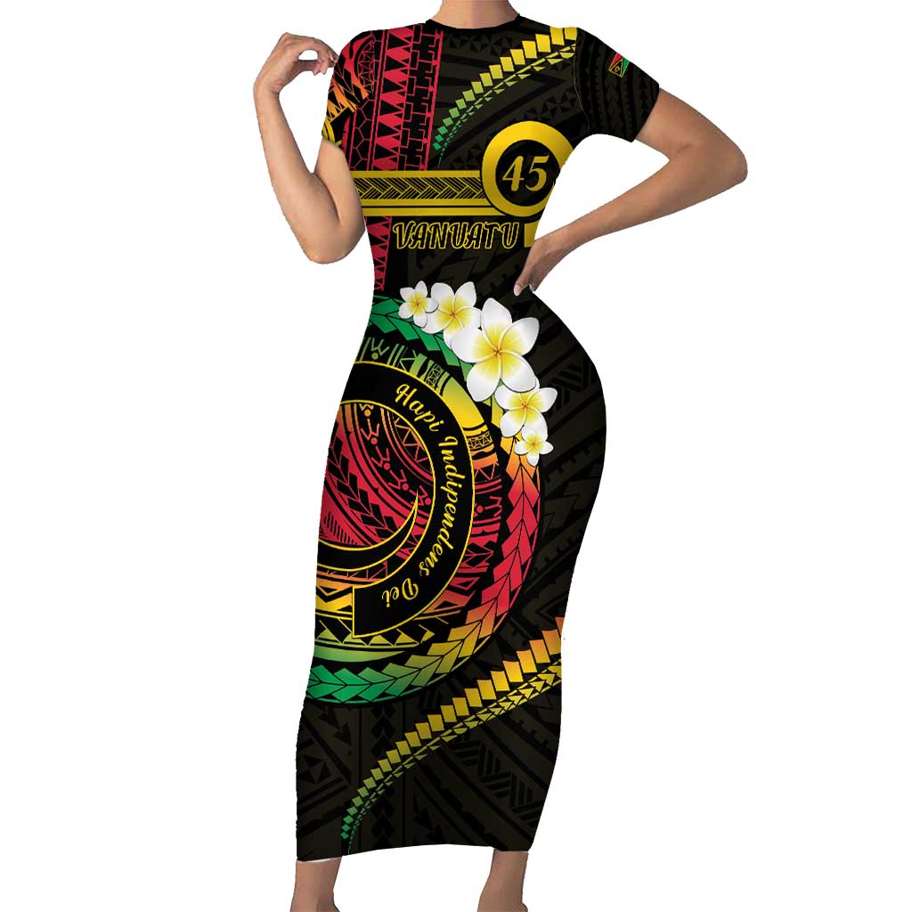 Vanuatu Independence Day Family Matching Short Sleeve Bodycon Dress and Hawaiian Shirt Yumi 45th Hapi Indipendens Dei LT01