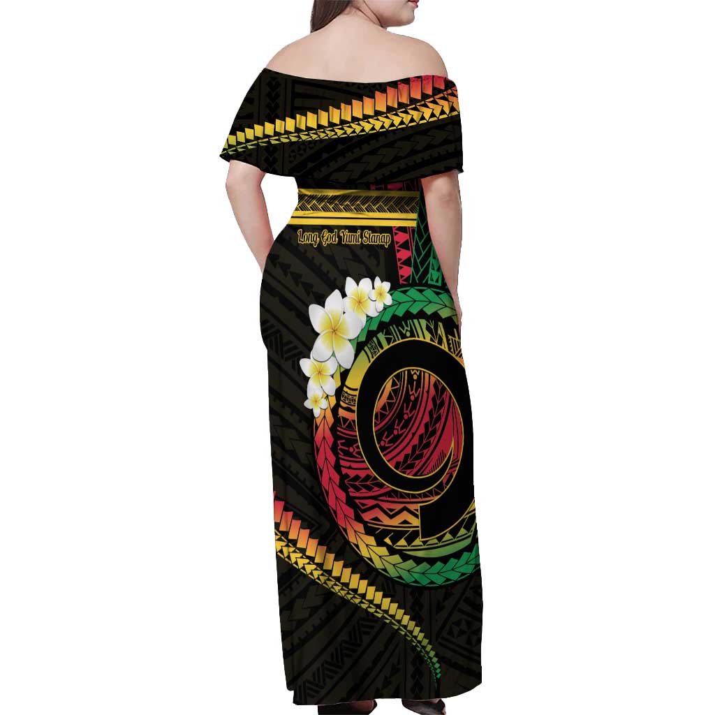 Vanuatu Independence Day Off Shoulder Maxi Dress Yumi 45th Hapi Indipendens Dei LT01