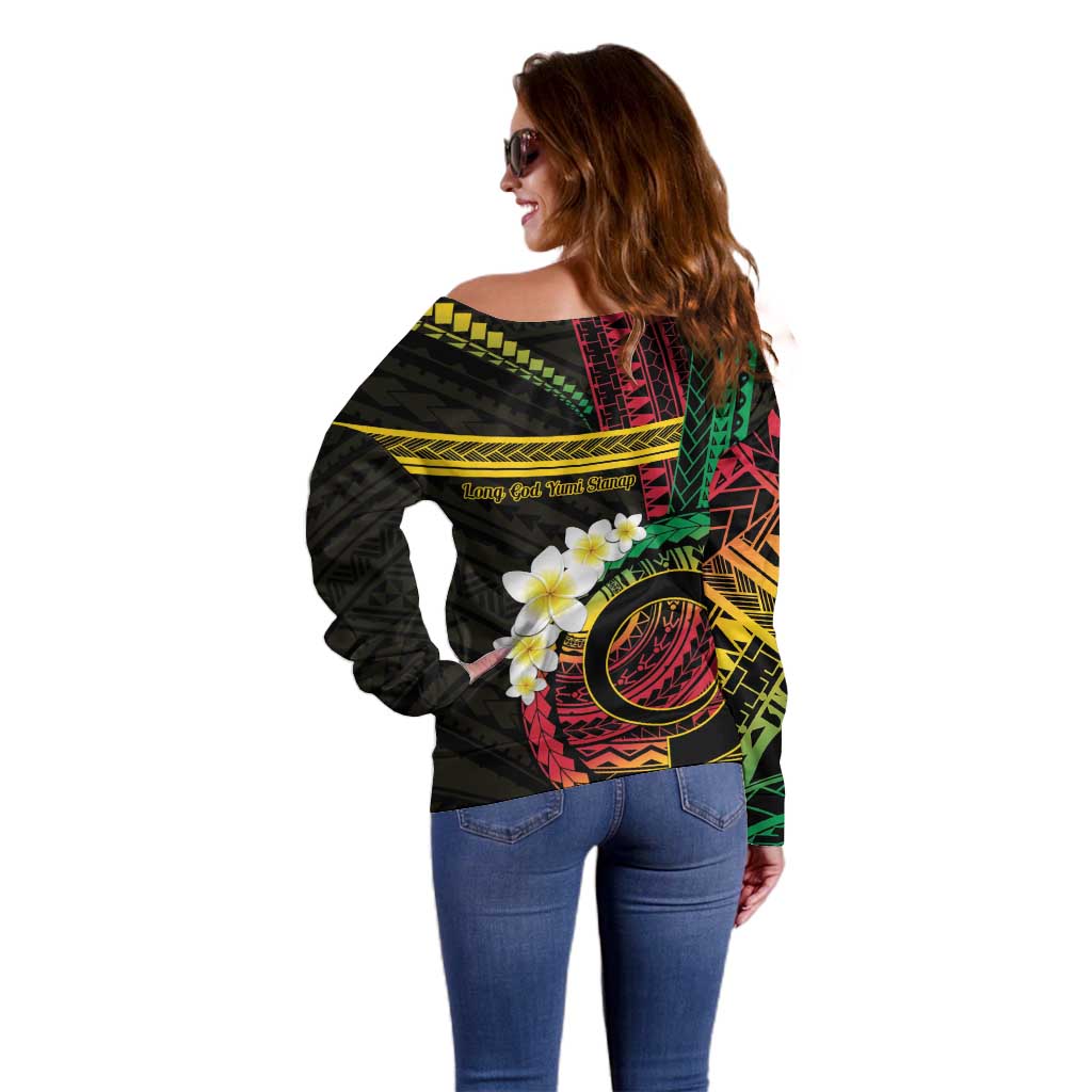 Vanuatu Independence Day Off Shoulder Sweater Yumi 45th Hapi Indipendens Dei LT01