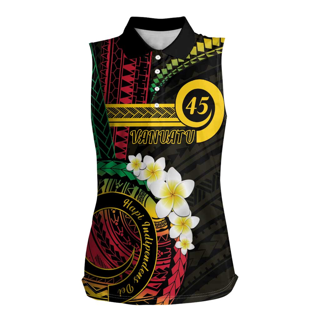 Vanuatu Independence Day Women Sleeveless Polo Shirt Yumi 45th Hapi Indipendens Dei LT01