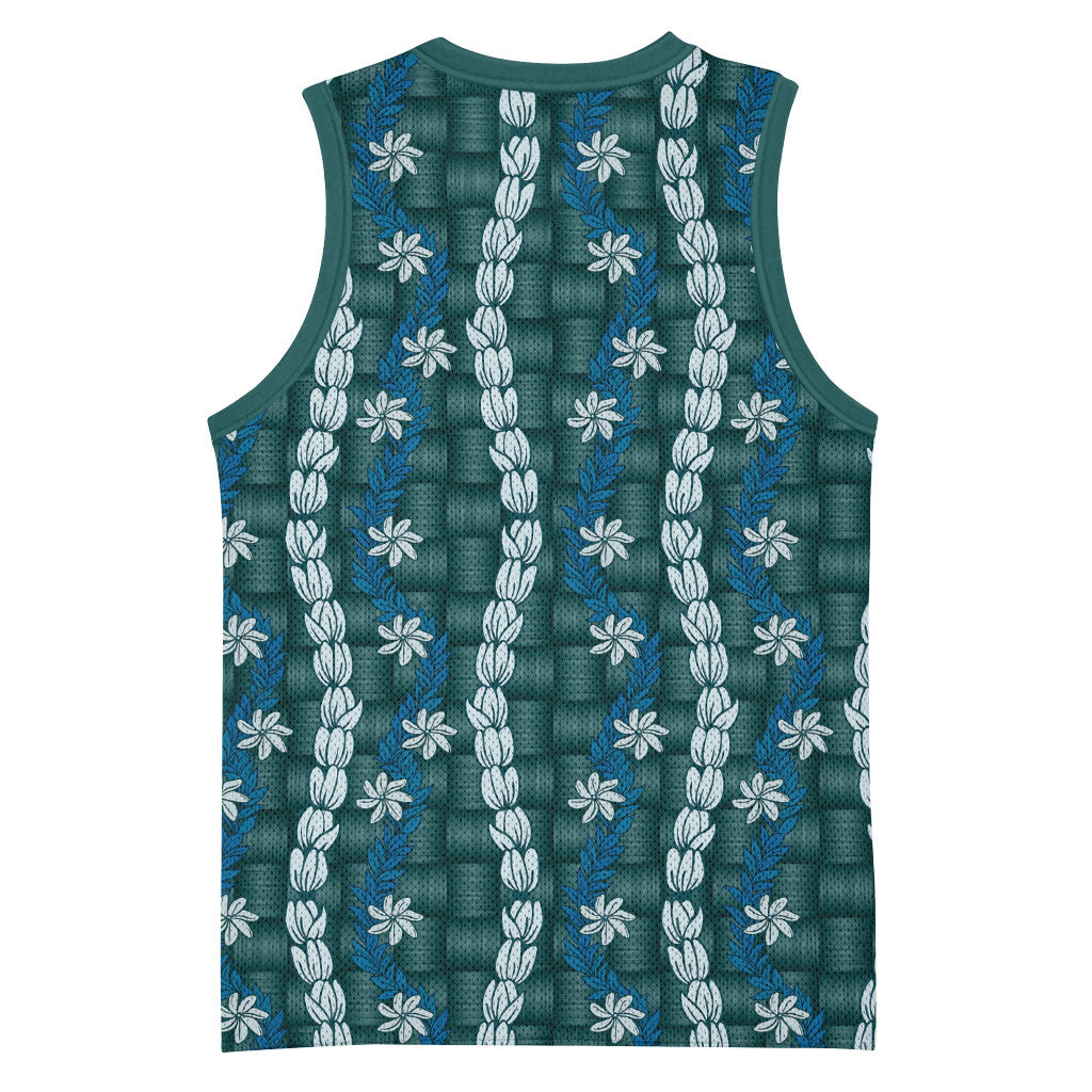 Pikake Maile Tiare Lei Basketball Jersey Polu Lauhala Pattern
